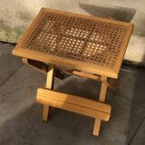 Wooden and cane bedside table