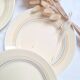 Vintage cream, orange and blue dinner plates.