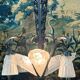 Degué - lustre en verre moulé et fer forgé d’époque art déco