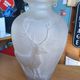 Frosted glass Art Deco vase – Raised relief deer decoration