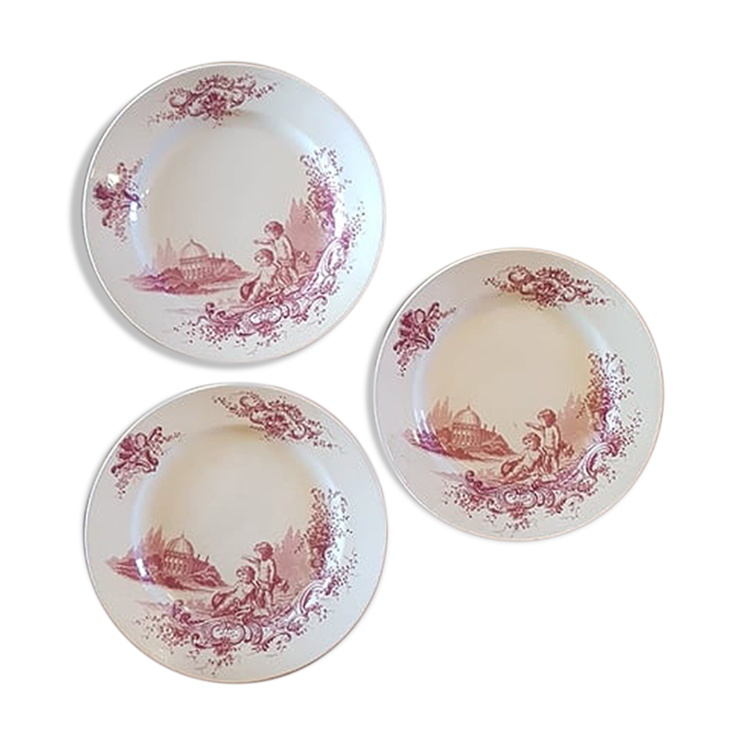 Set of 3 plates in iron earth jules vieillard model trianon