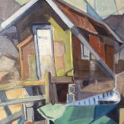 Swedish Oil on Canvas – “Lakeside Hut” by EVERT GRYNNING