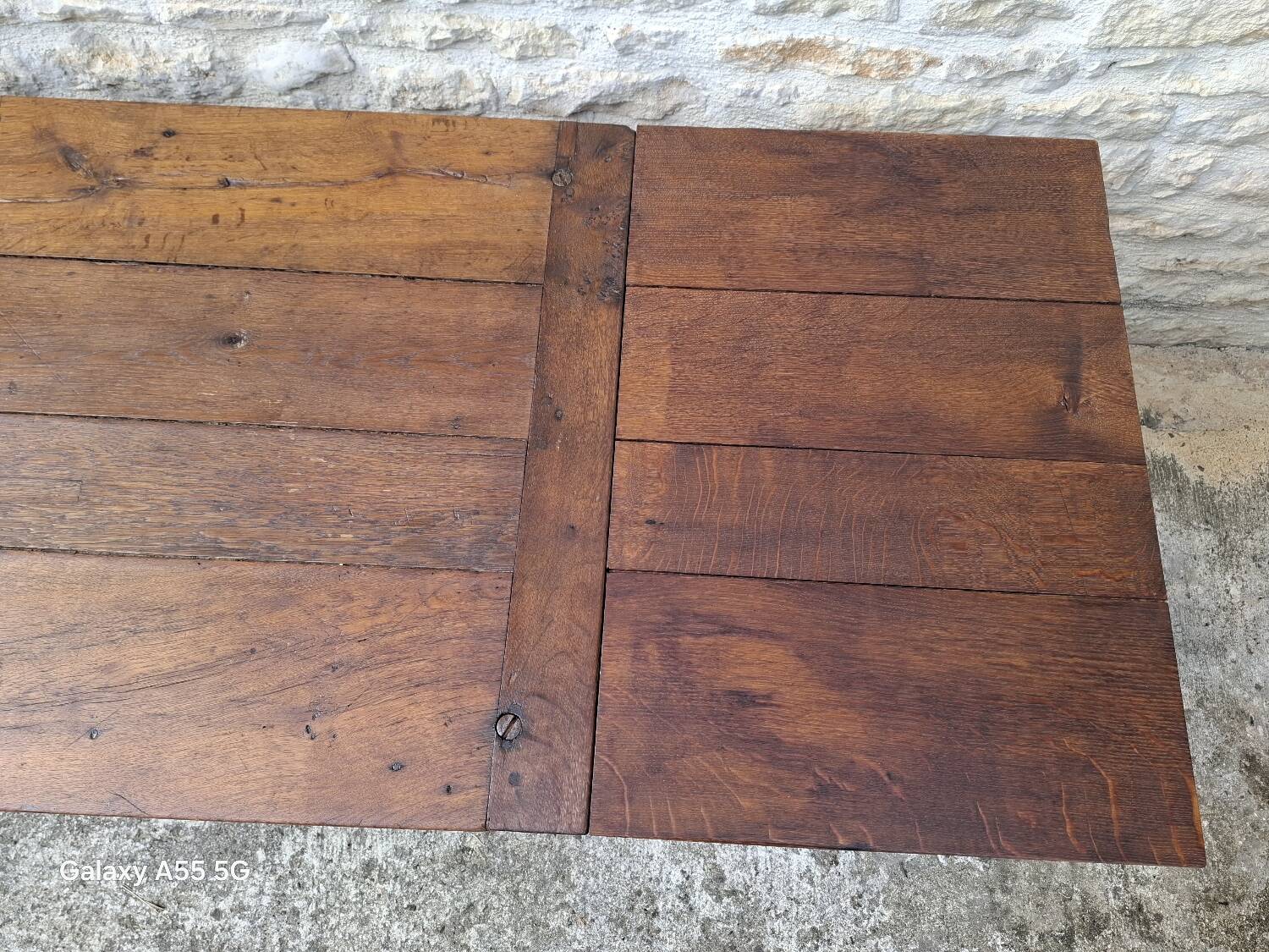 Extendable oak farmhouse table