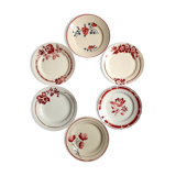 6 old flat plates mismatched in earthenware