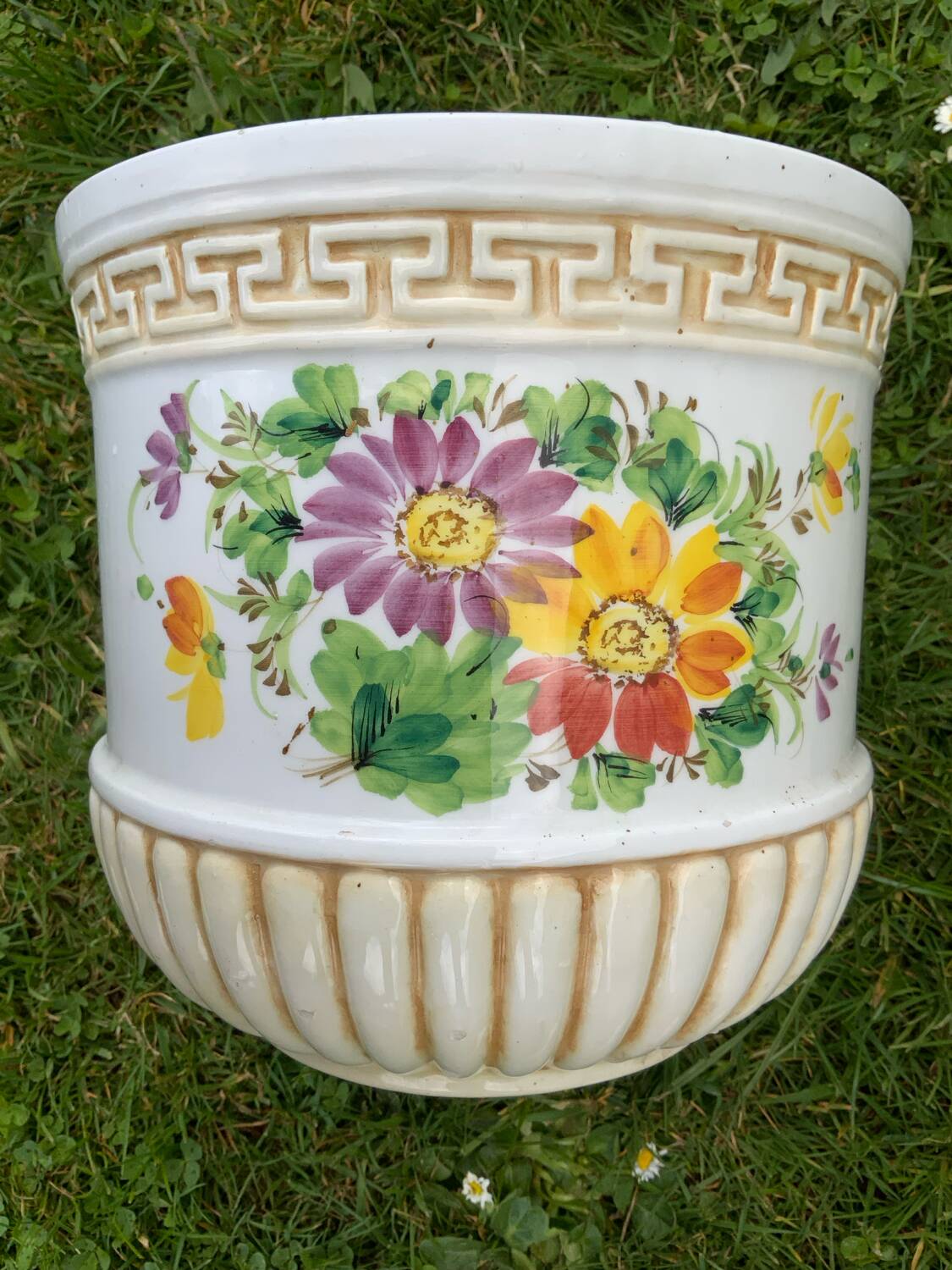 Vintage hand-painted flower pot
