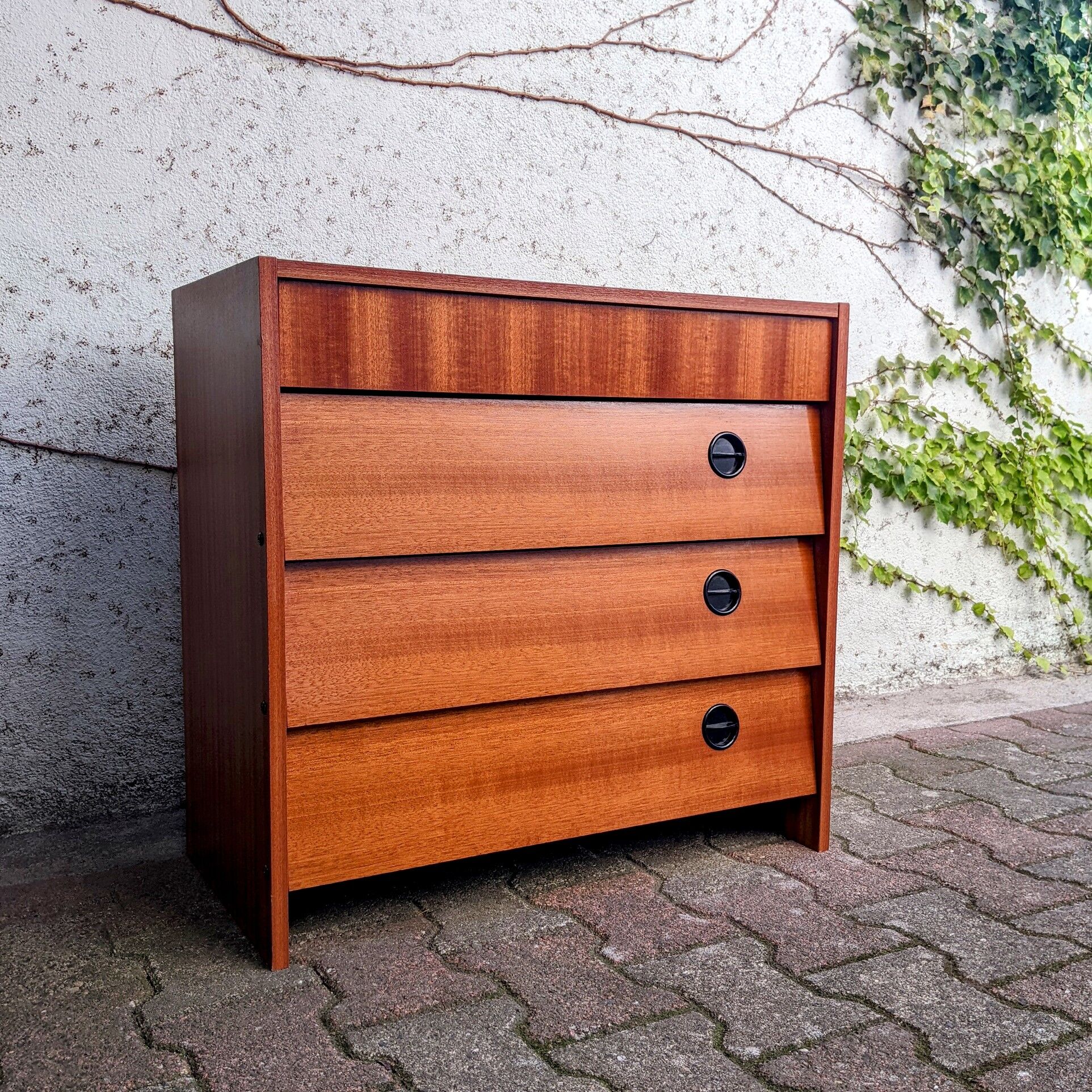 Shoe cabinet teak and oak veneer 60s