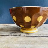 Old faceted bowl with polka dot pattern from the Sarreguemines earthenware factory