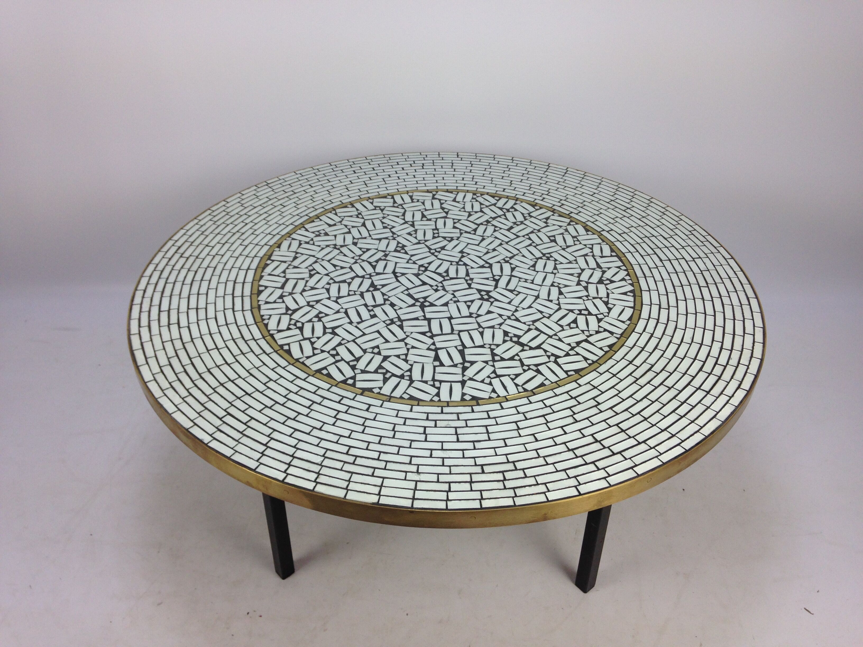 Large Round Mosaic Coffee Table by Berthold Muller, 1950s