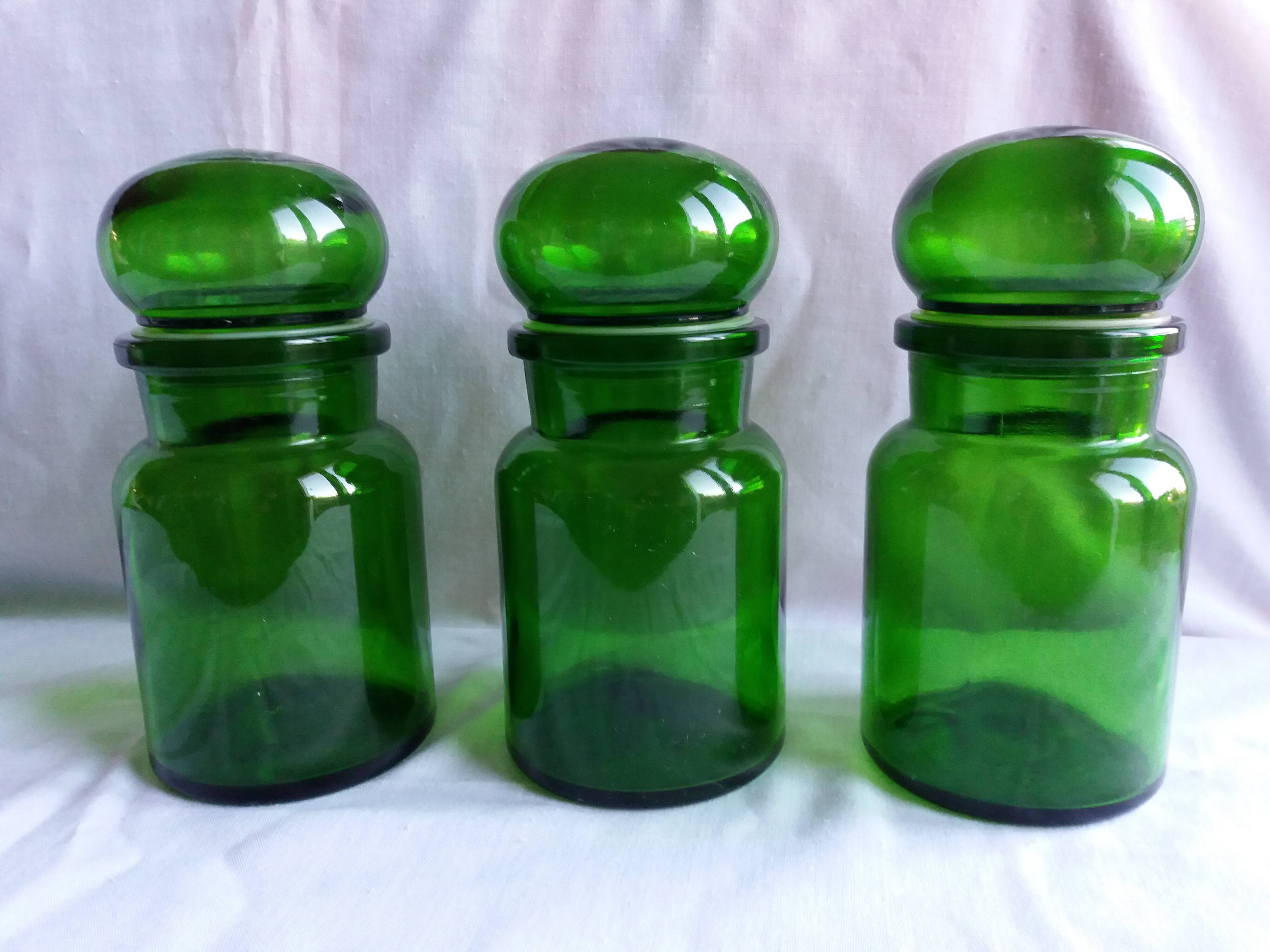 Apothecary bottles green glass jar