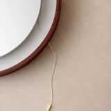 Rare Round Illuminated Teak Mirror from the 1960s