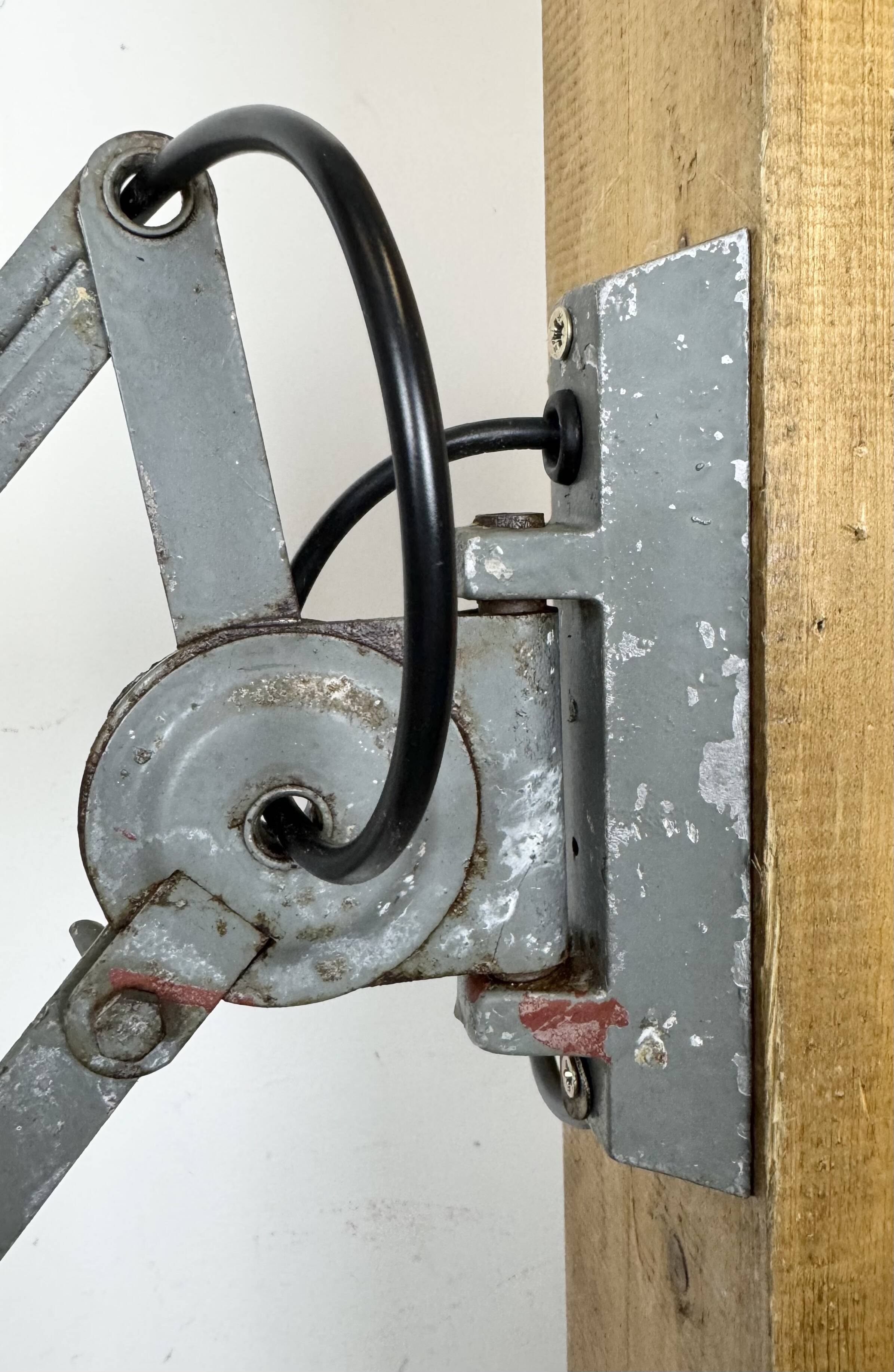 Grey Industrial Gooseneck Scissor Wall Lamp from Elektroinstala, 1960s