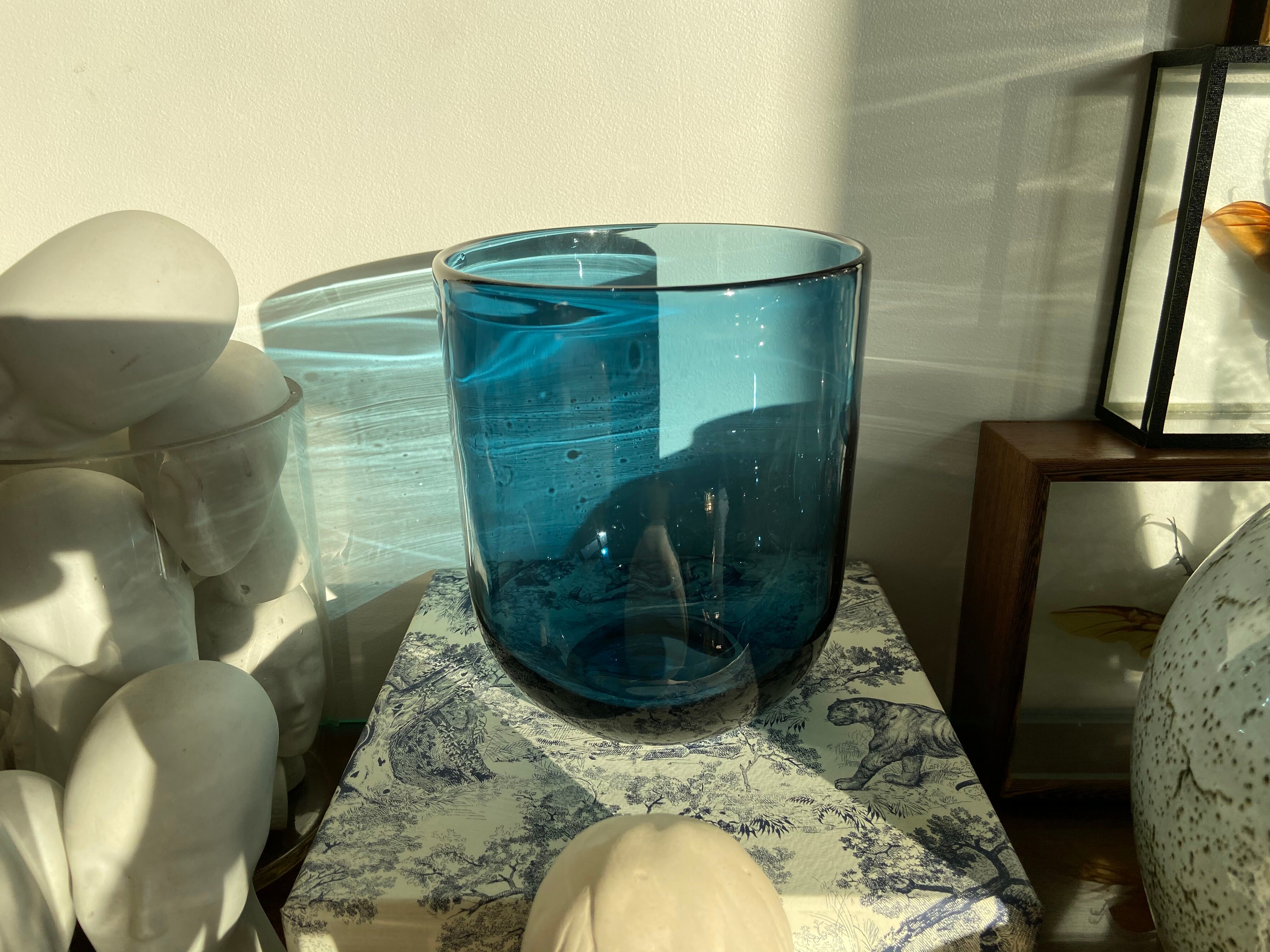 Blue glass vase