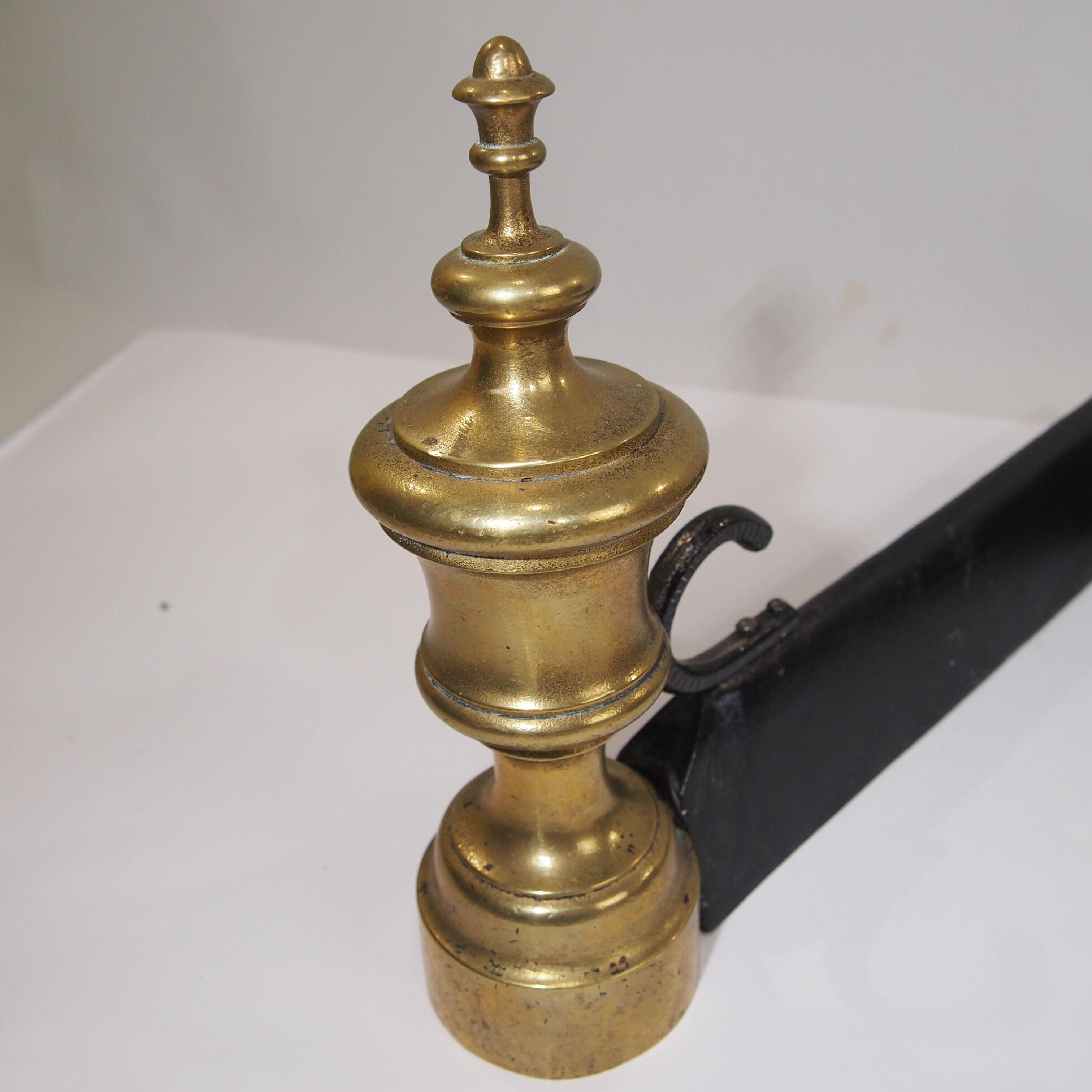 Pair Chenets vintage brass / old fireplace chenets