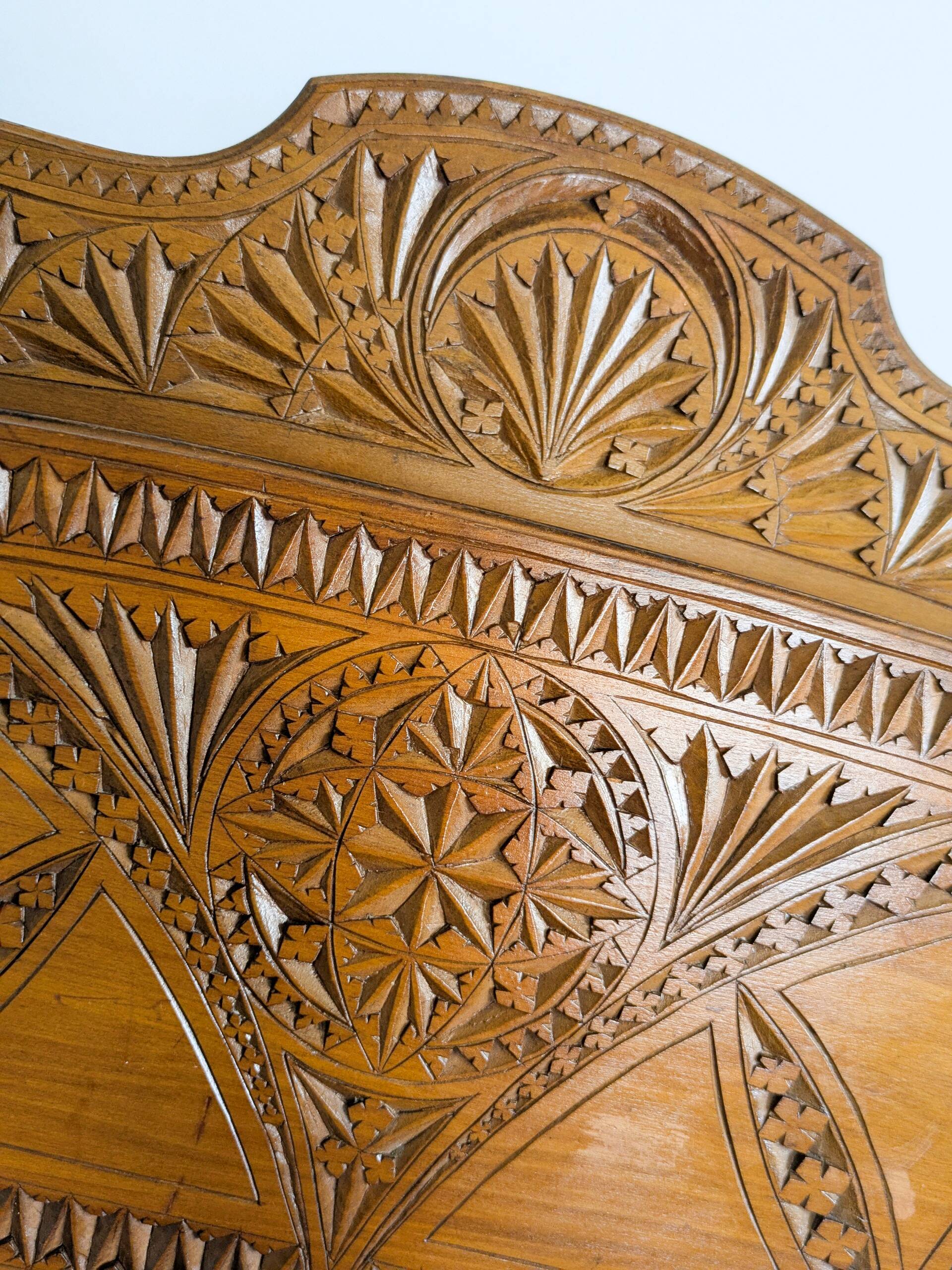 Wall-mounted letter holder, antique carved wood, folk art.