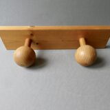 Wall coat rack with 2 pine ball hooks