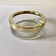 Large glass and brass ashtray
