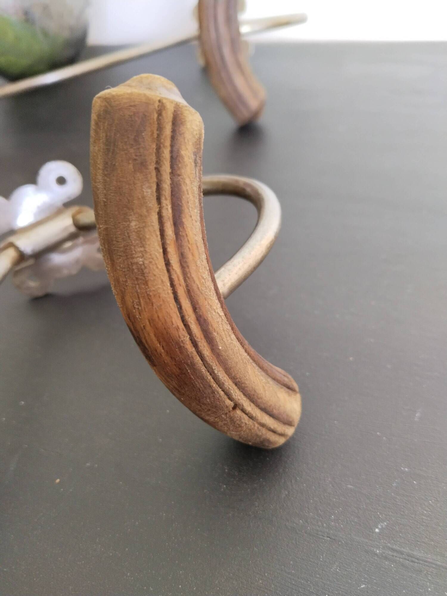 Coat racks in wood and iron, vintage coat hooks, 50s/60s, cloakroom