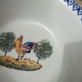 Ancien plat de service creux motif coq Saint Clément France