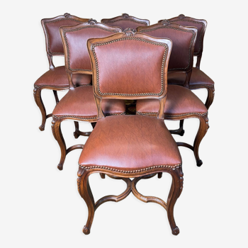 Suite of 6 Regency-style walnut chairs