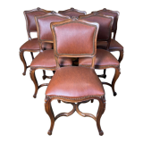 Suite of 6 Regency-style walnut chairs