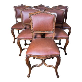 Suite of 6 Regency-style walnut chairs