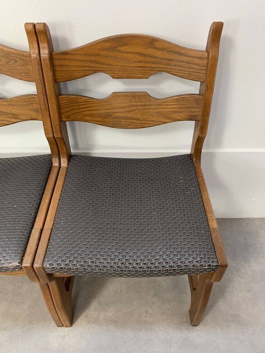 6 vintage solid wood brutalist chairs