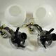 Pair of "GLOBE" APPLIQUES in OPALINE and CHROME and GOLD metal - 70s-80s