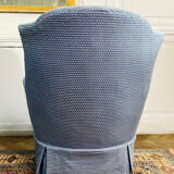 Paire de fauteuils crapauds Napoleon III tapisserie bleue - France 19eme siècle