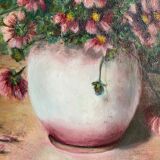 Ancient painting, still life in the cosmos , signed and dated 1991.