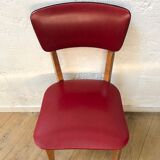 Lot of 4 vintage chairs in red skai