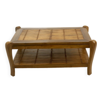Vintage coffee table in wood and bamboo year 70