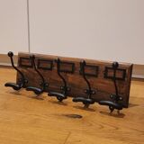 Wood and metal wall coat rack