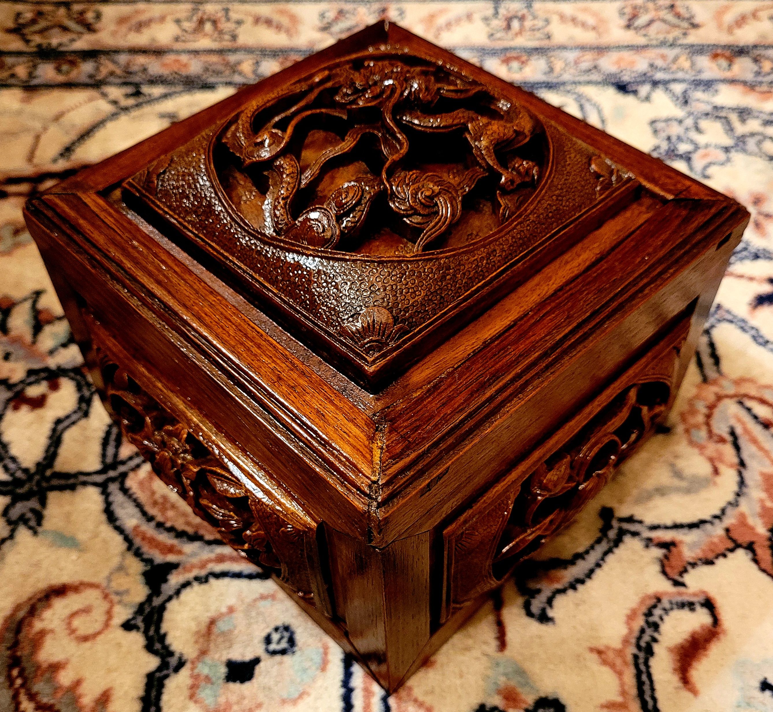Vintage wooden box tea box 19th century Asia Indochina China