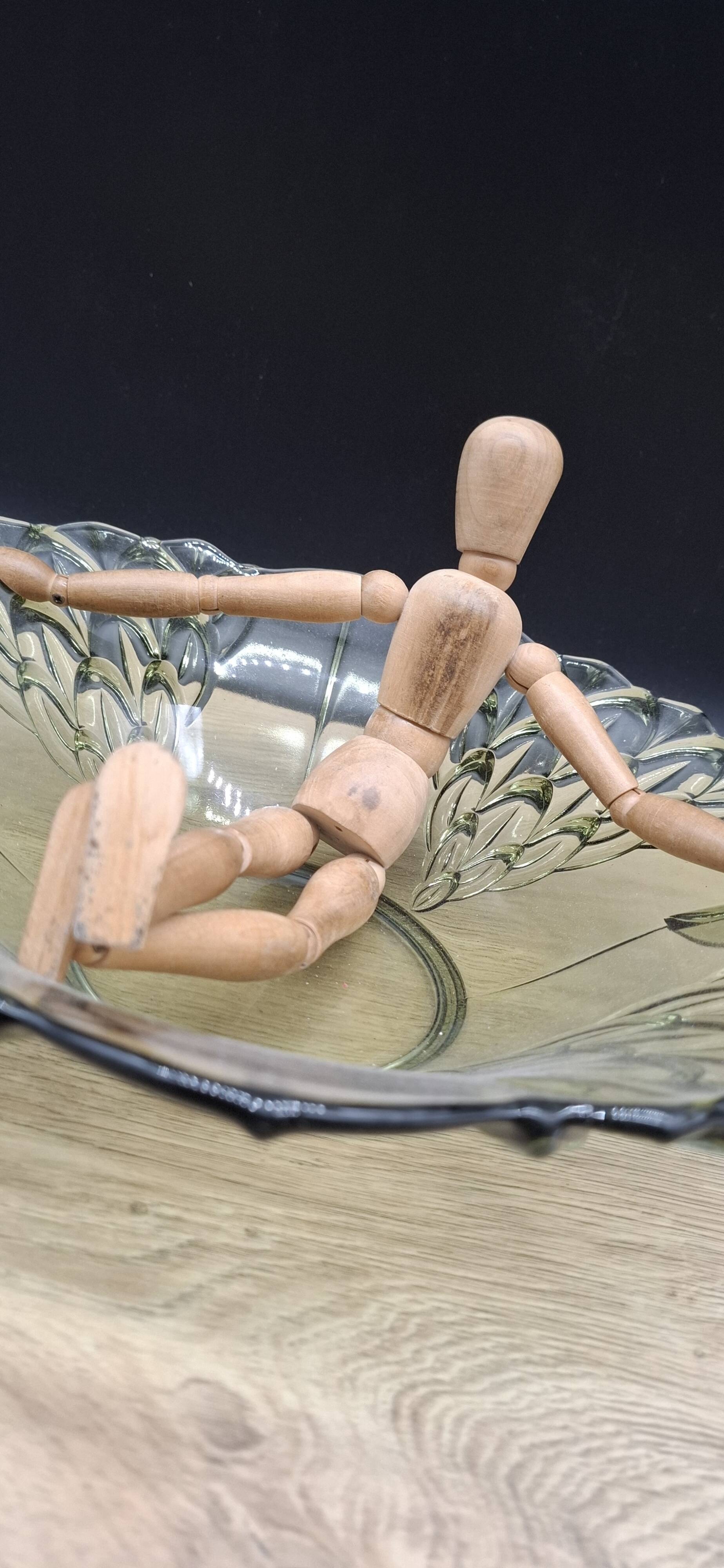 Manage khaki green glass flat salad bowl