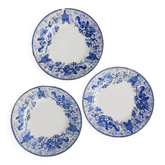 Lot de 3 assiettes à dessert Boch la Louvière Dragon