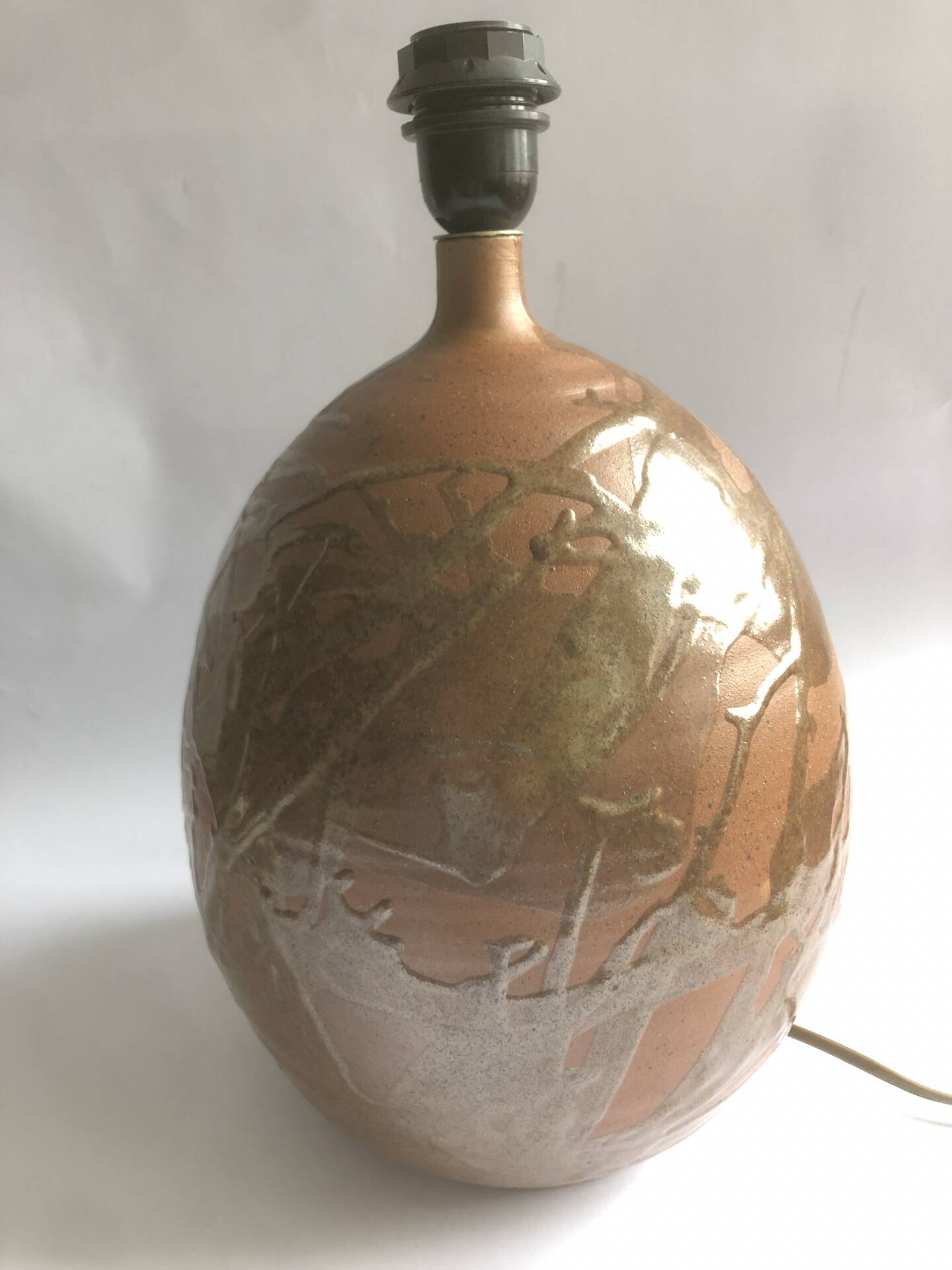 Salt-glazed stoneware lamp base from the workshop "Les Cyclades"