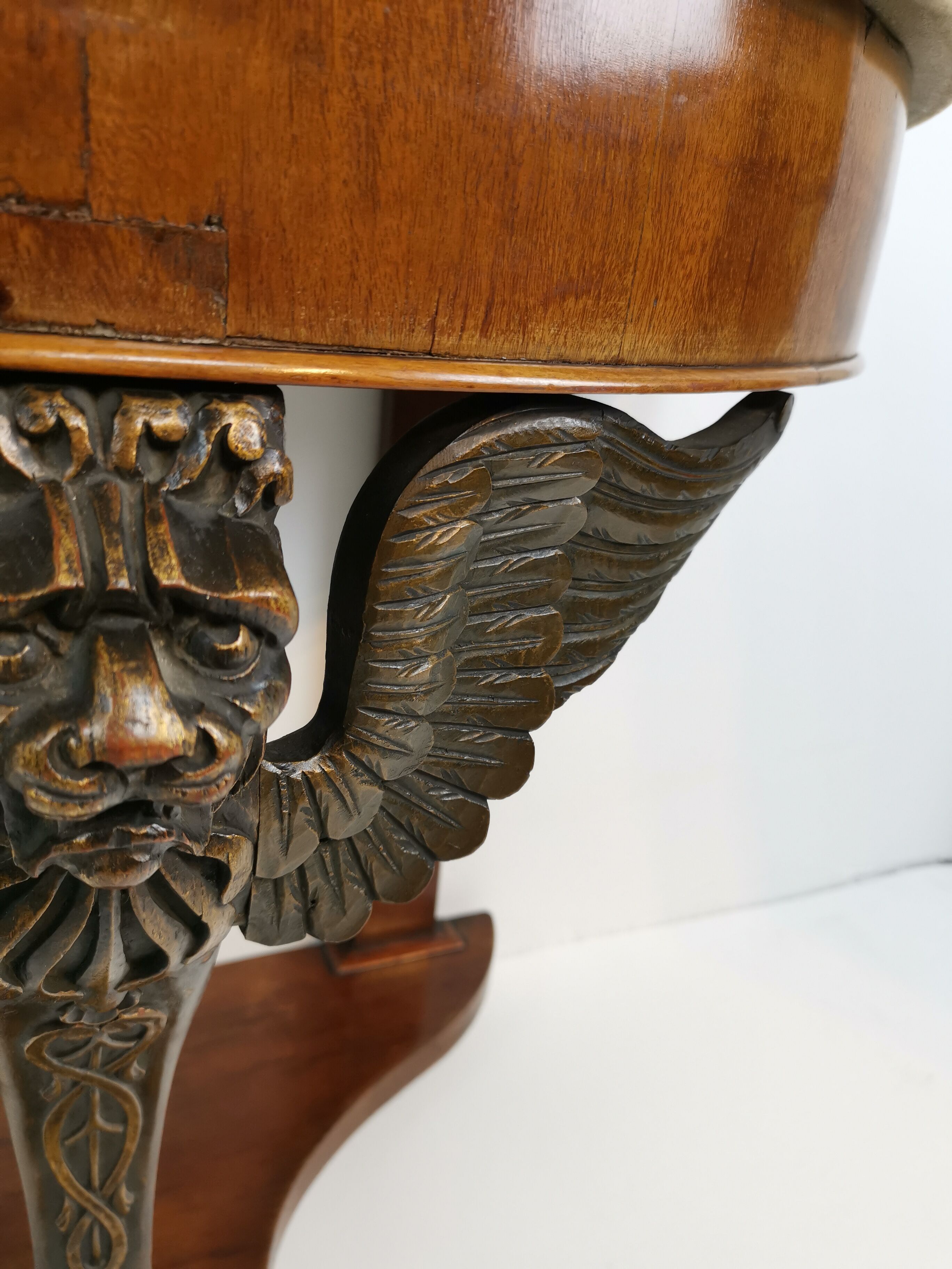 Empire demi lune sphinx console table