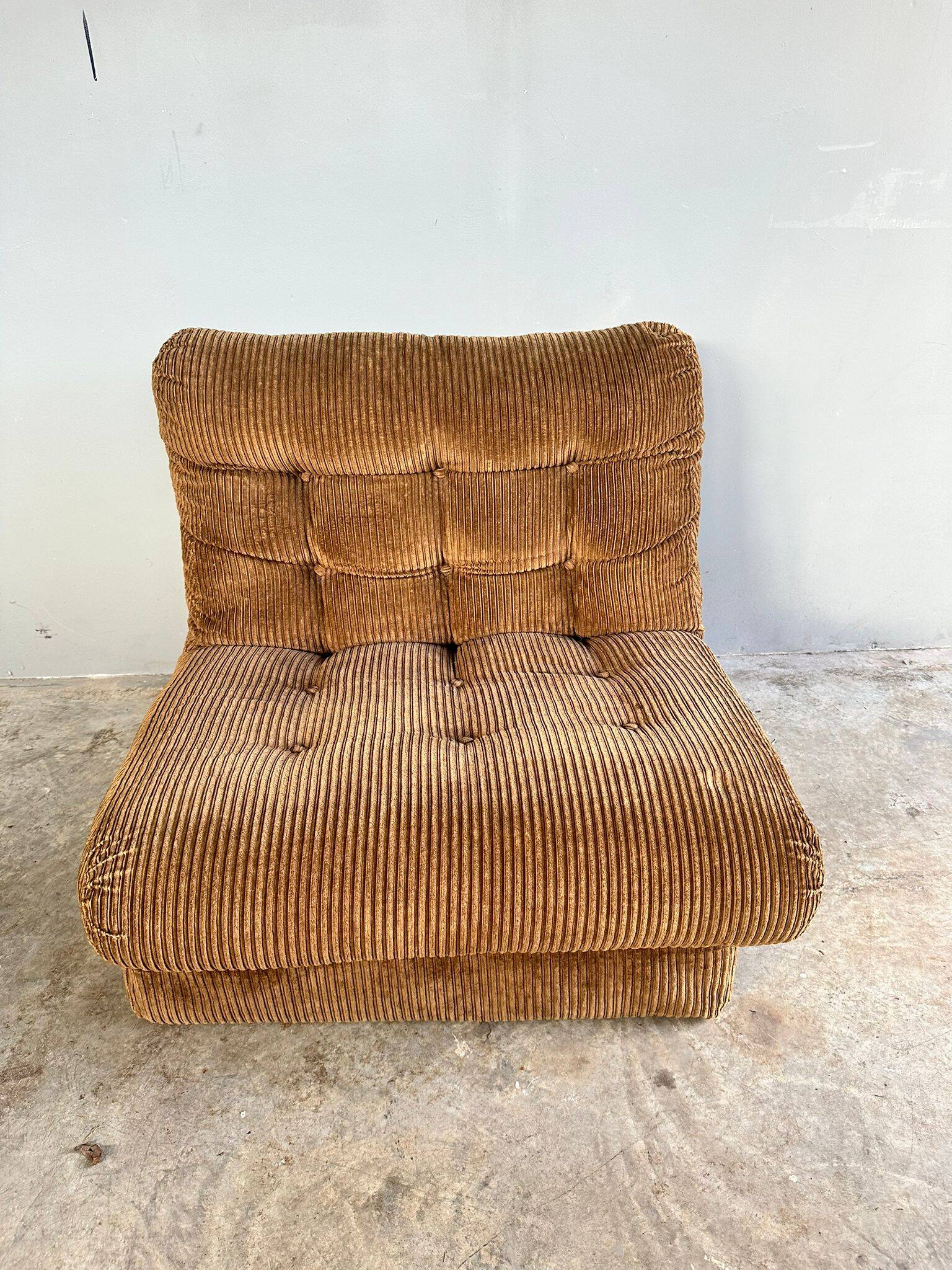 Vintage brown corduroy armchair from the 70s
