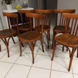 Suite of 6 chairs by Bistrot Baumann in 1940