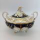 Antique porcelain sweet jar in gilded and cobalt blue, Napoleon III style.