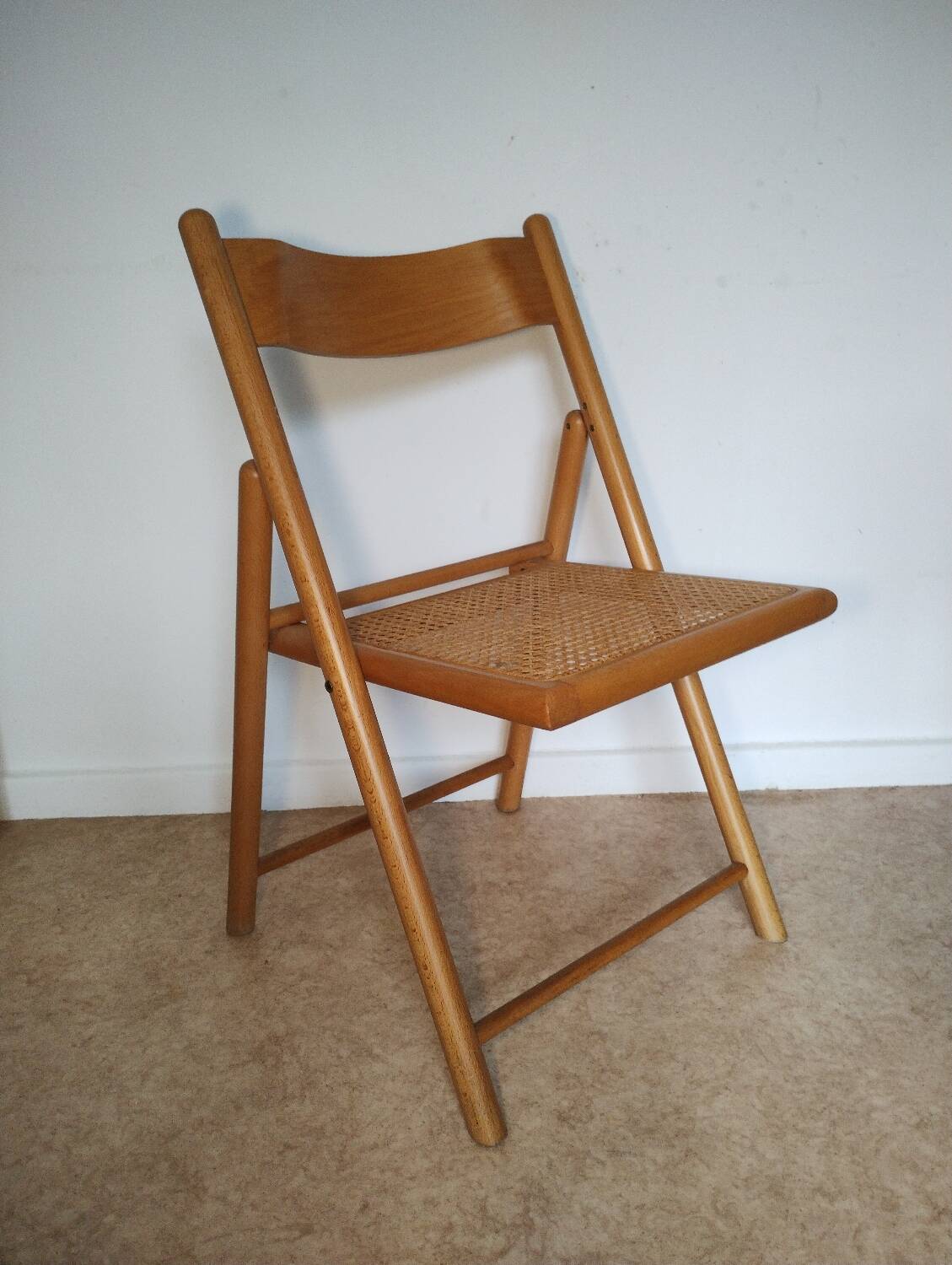 Cane-seated folding chair