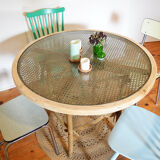 Table ronde Bois & Cannage