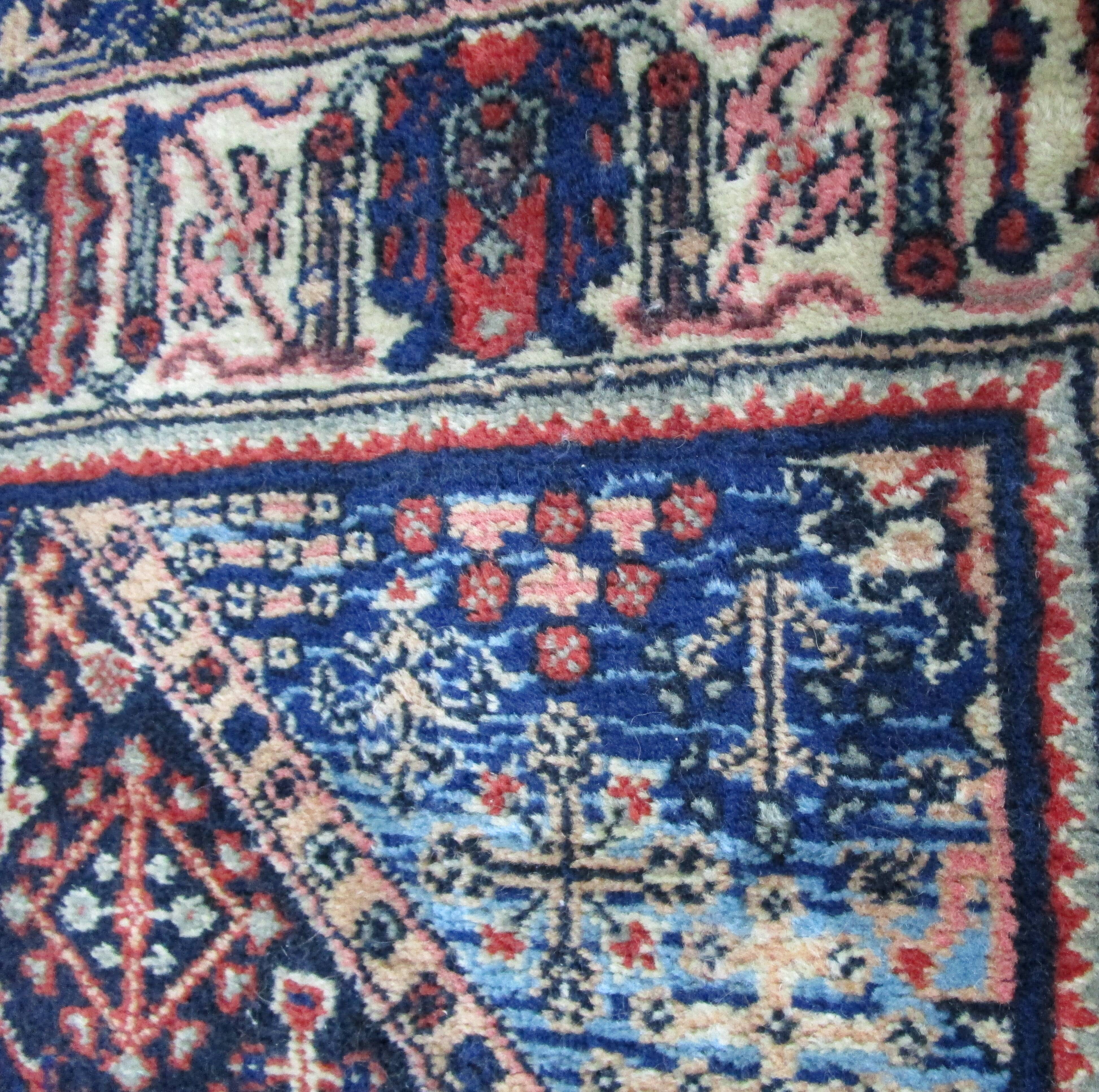Vintage blue carpet in wool tied 102 x 170 cm