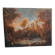 Old oil painting on canvas landscape with ruins and figures 121x98 cm