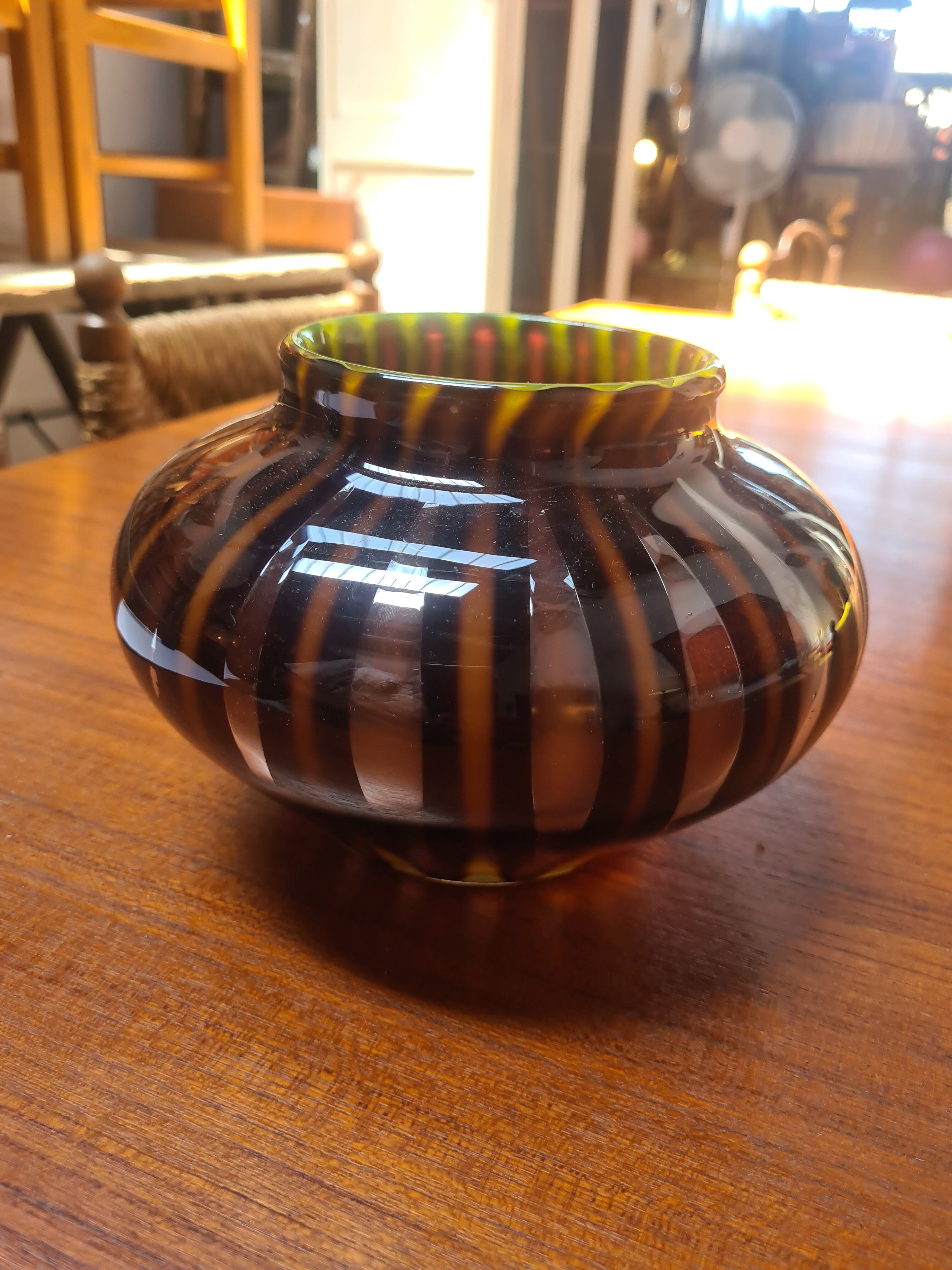 Vase en verre multicolore verly's art deco 1930