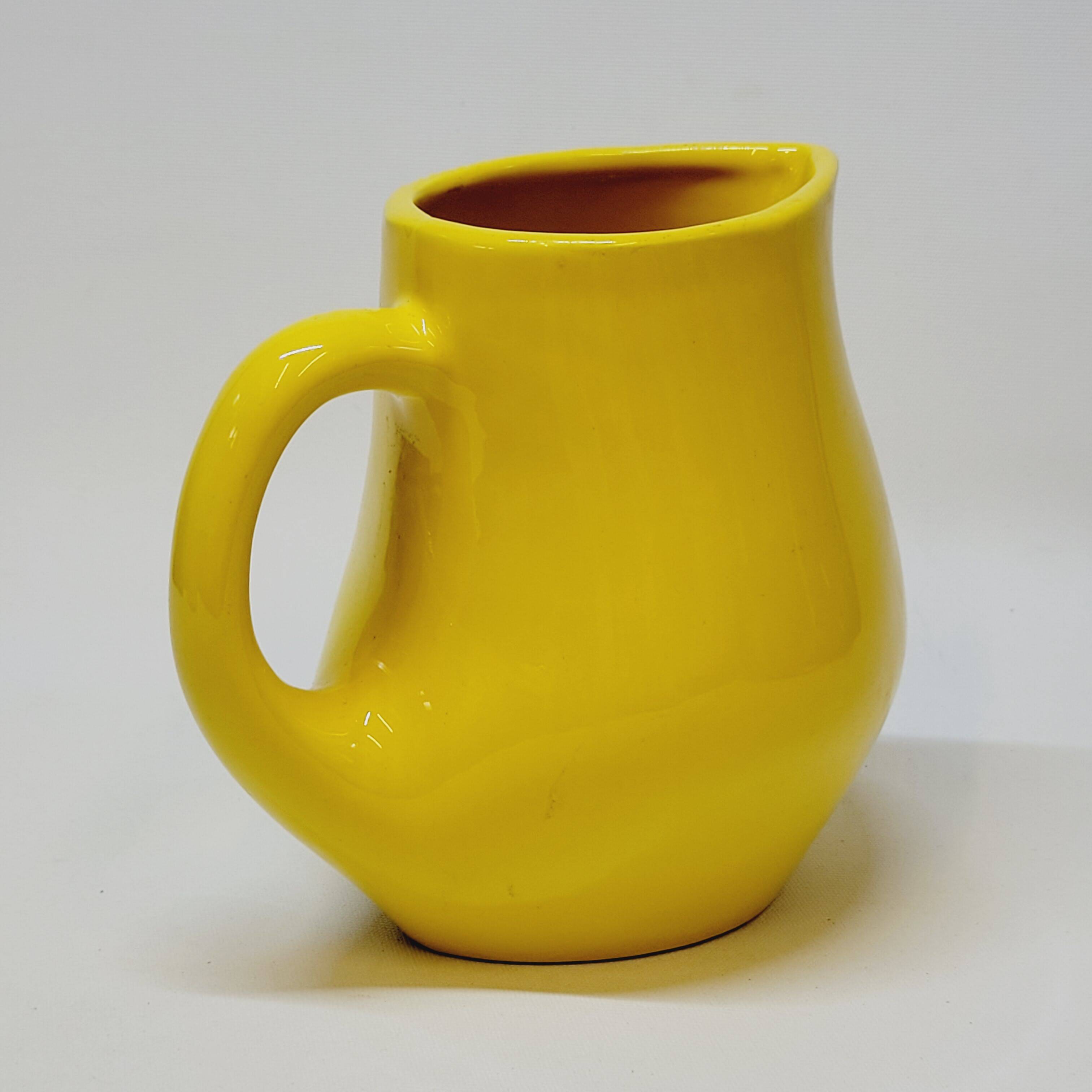 Vintage Bresse PL Poet Laval Yellow Ceramic Pitcher