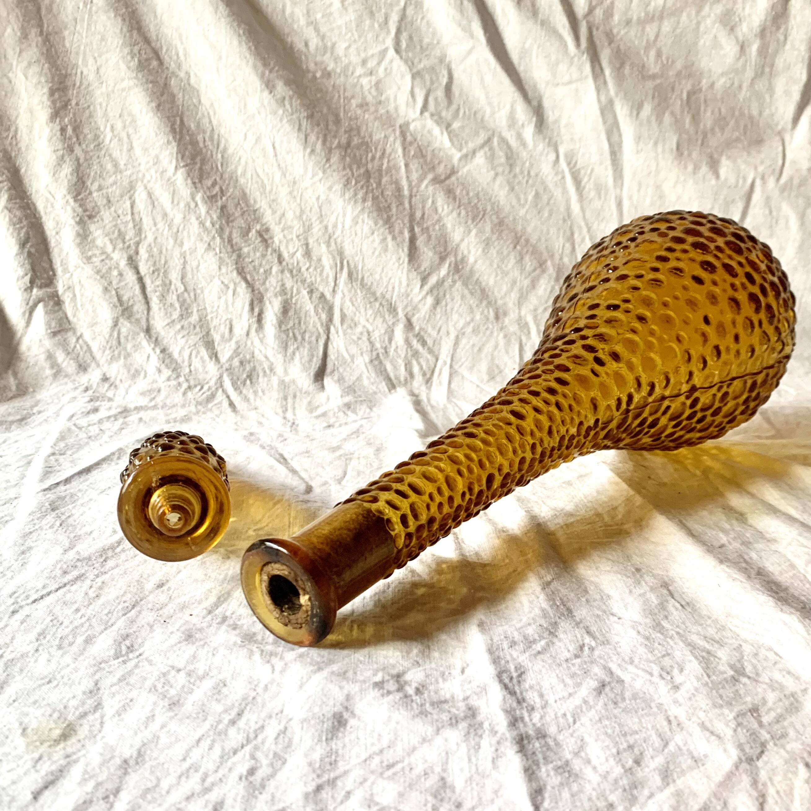 Amber yellow Empoli glass bottle