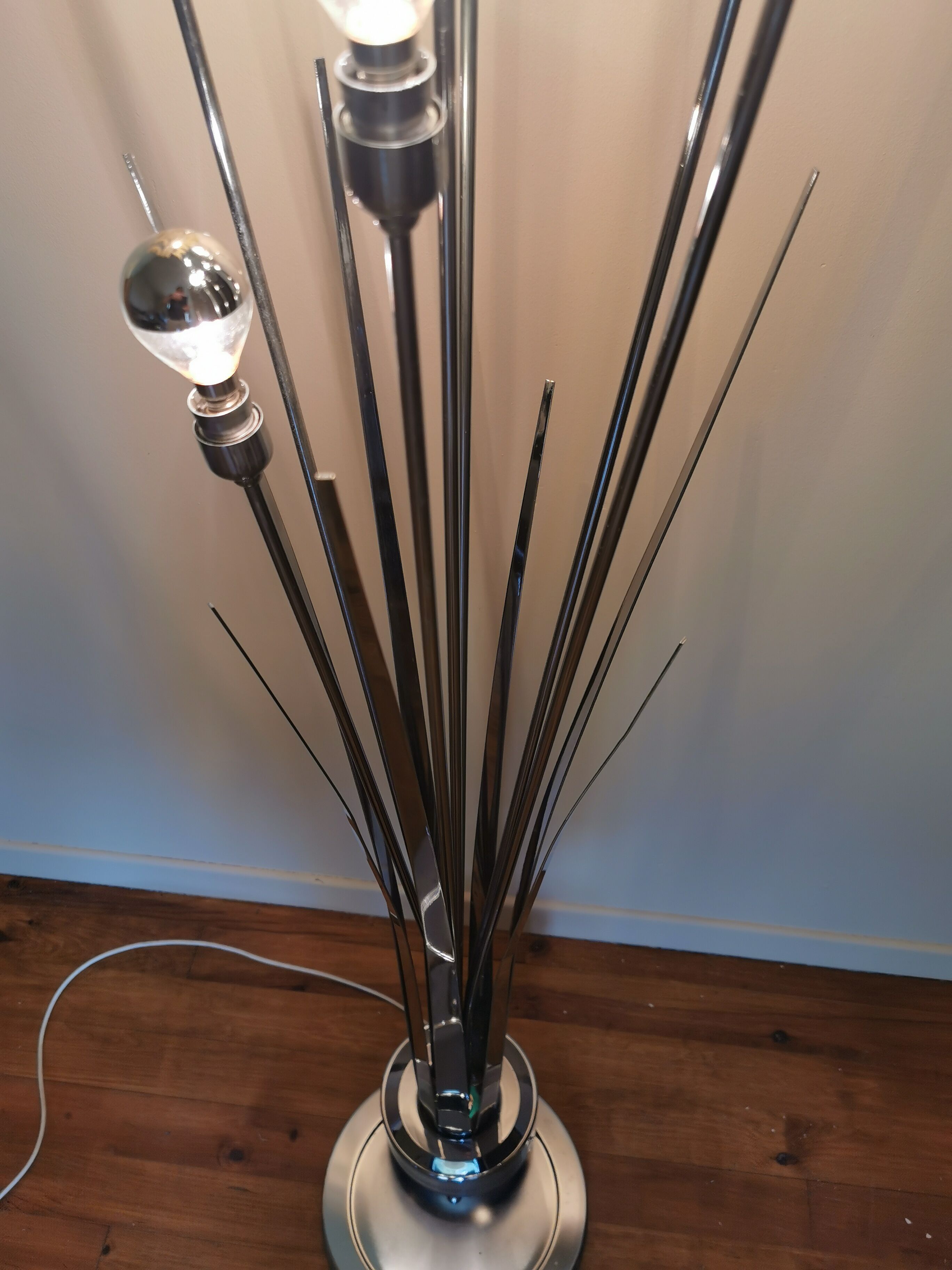 Vintage 1970 chrome metal lamp 7 branches