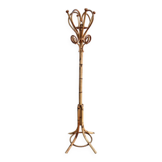 Vintage bamboo and rattan parrot coat rack, 1960s, TBE