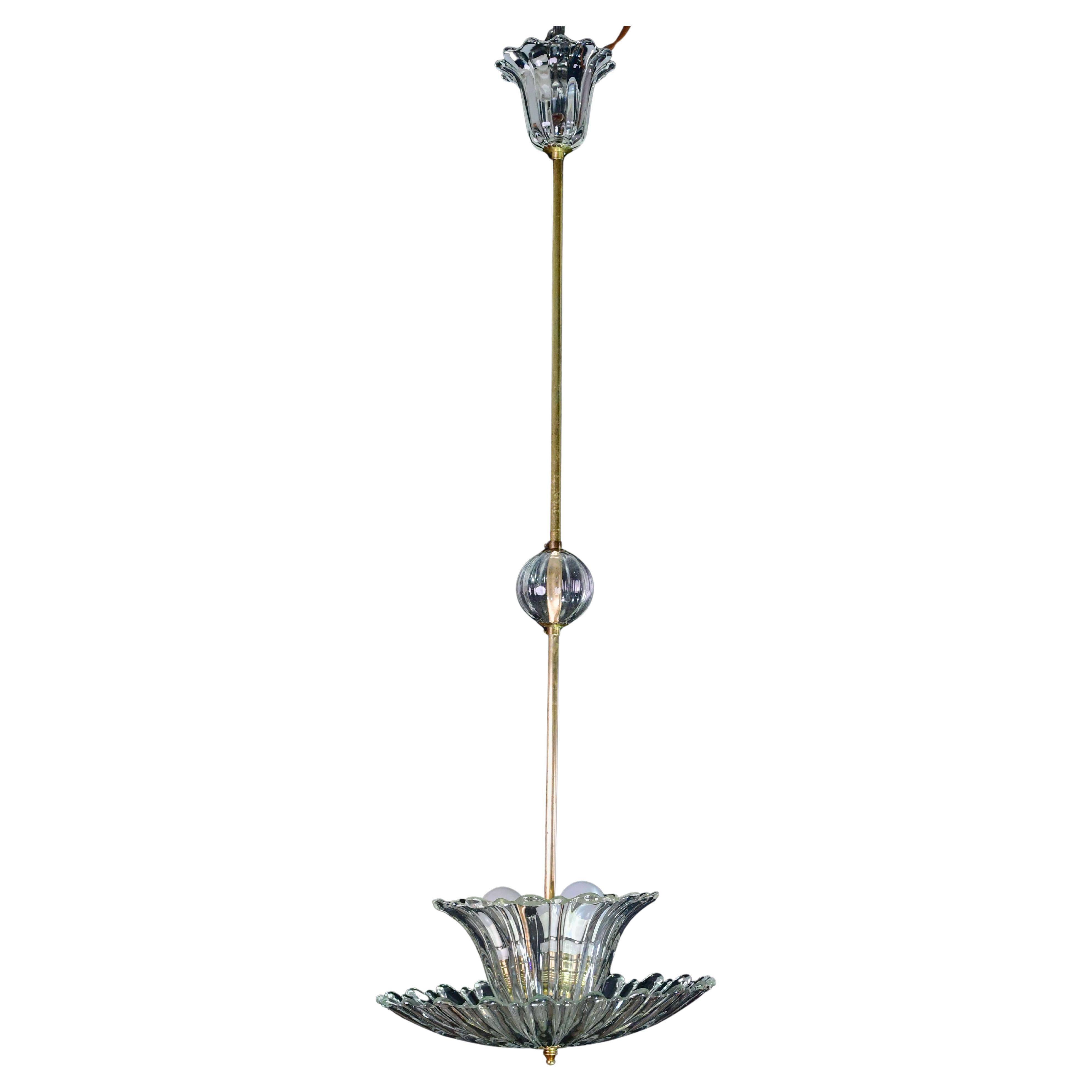 Art Deco pendant light Murano glass by Barovier, 1950
